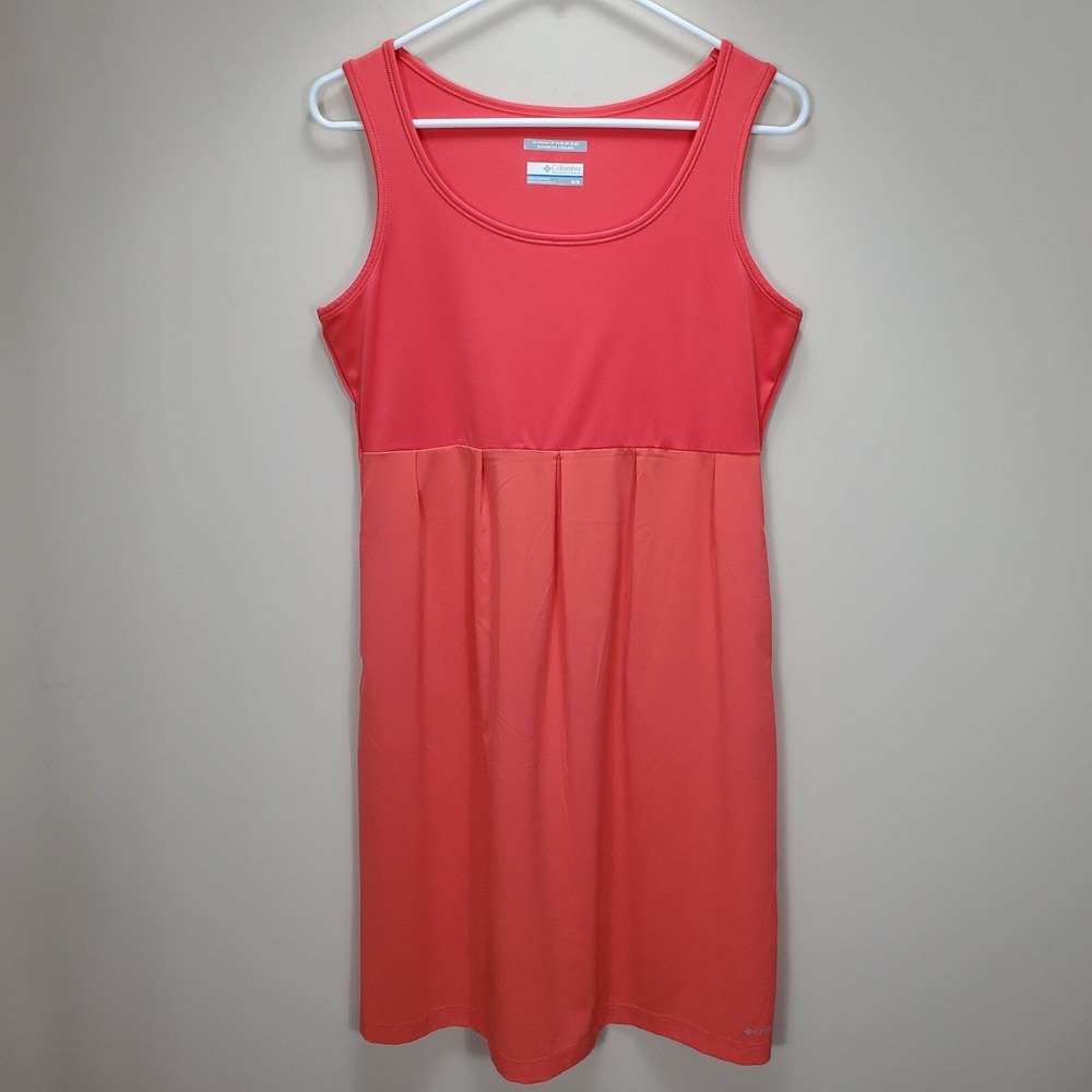 Columbia PFG Omnifreeze coral orange sleeveless shift‎ dress womens M pleats